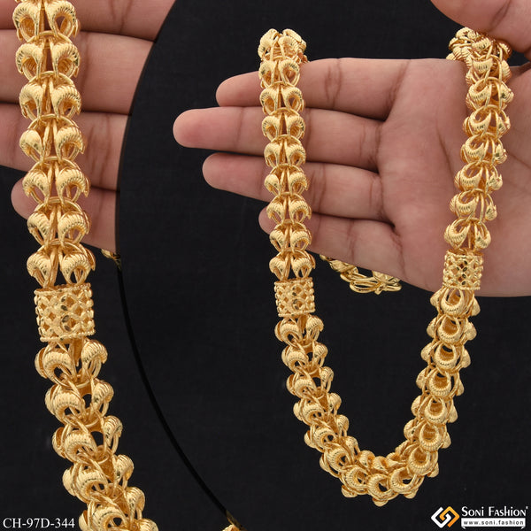 1 Gram Gold Plated Gorgeous Design Rajwadi Chain for Men - Style D344