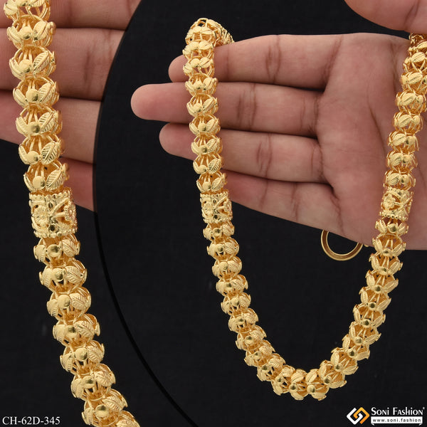 1 Gram Gold Plated Fabulous Design Rajwadi Chain for Men - Style D345