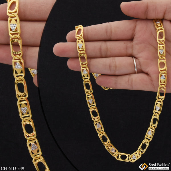 1 Gram Gold Plated Nawabi Fashionable Design Chain for Men - Style D349