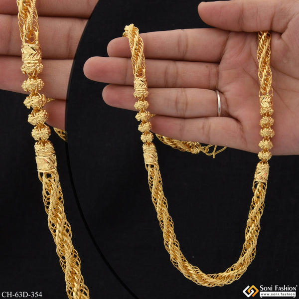 1 Gram Gold Plated 2 In 1 Popular Design Rajwadi Chain for Men - Style D354