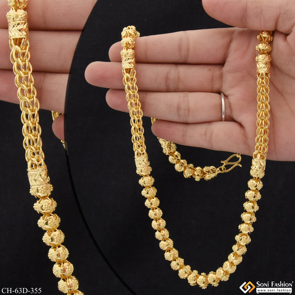 1 Gram Gold Plated 2 In 1 Excellent Design Rajwadi Chain for Men - Style D355