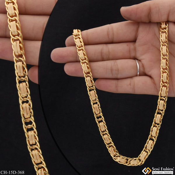 Attention-Getting Design Gold Plated Linked Chain for Men - Style D368