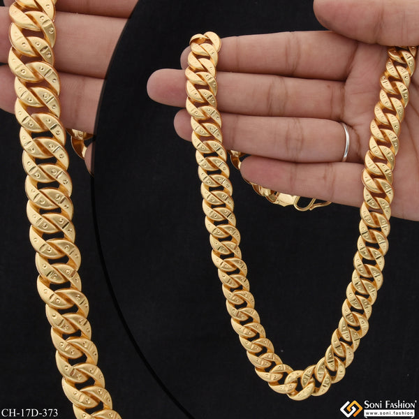 Etched Design High-Quality Gold Plated Pokal Chain for Men - Style D373