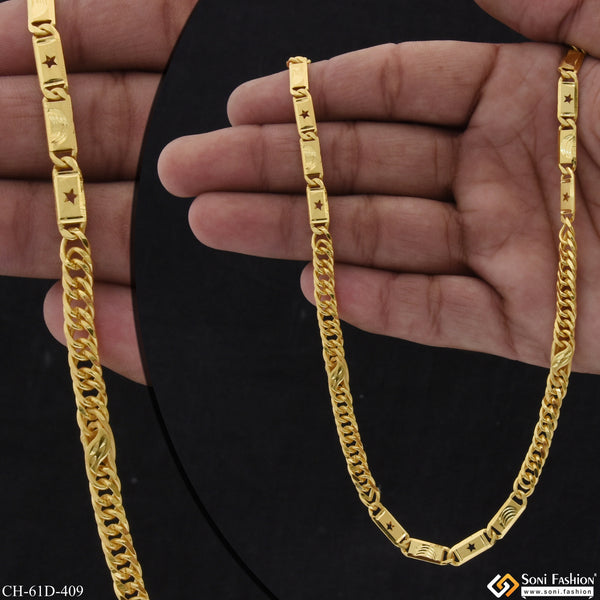 1 Gram Gold Plated Linked Latest Design Nawabi Chain for Men - Style D409