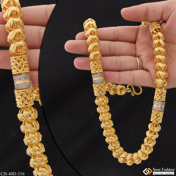 Antique Design Gold Plated Rajwadi Chain for Men - Style D316