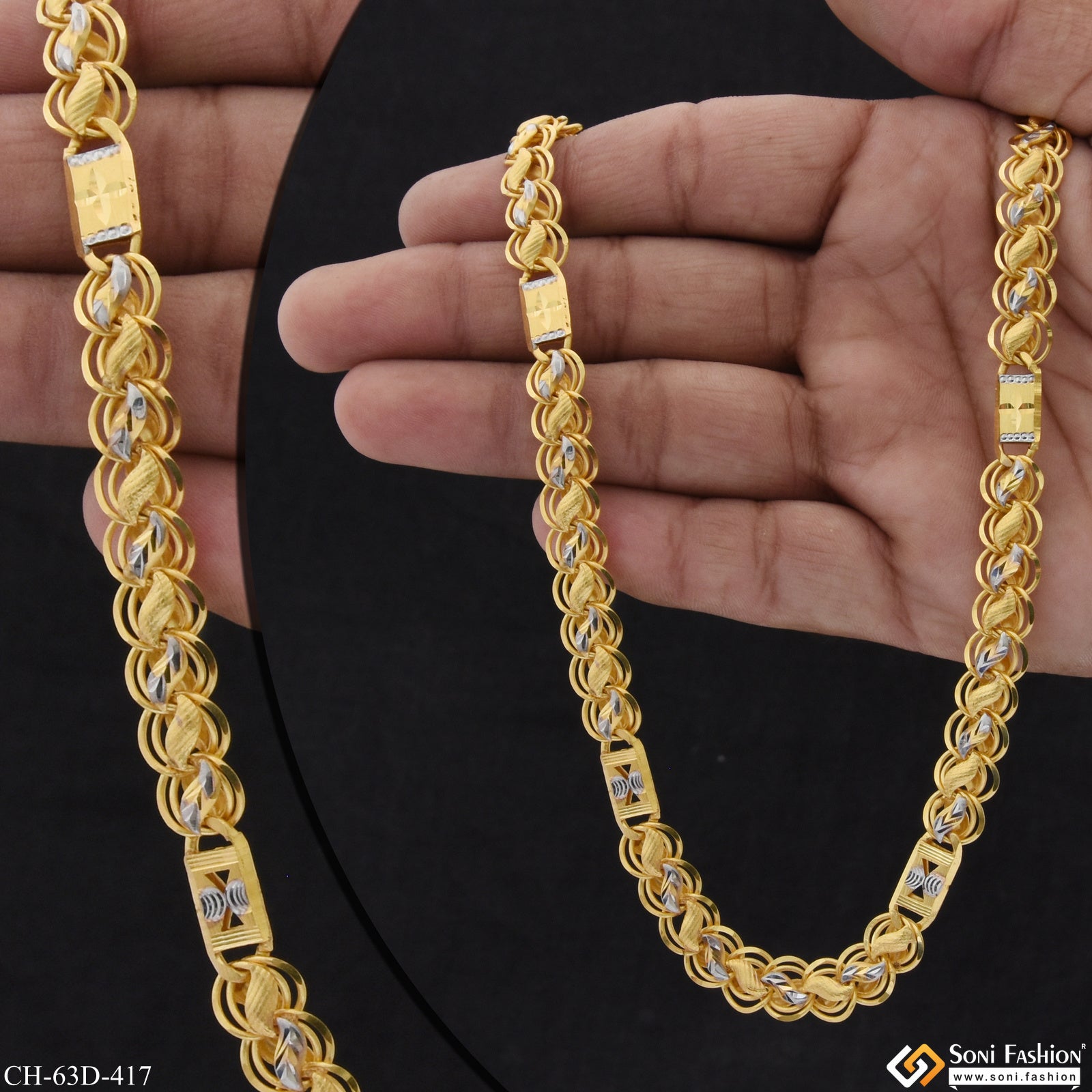 Filigree Design Chain Tagged Rhodium Chain Soni Fashion