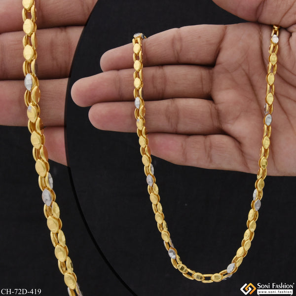 1 Gram Gold Plated Rajwadi Latest Design Chain for Men - Style D419