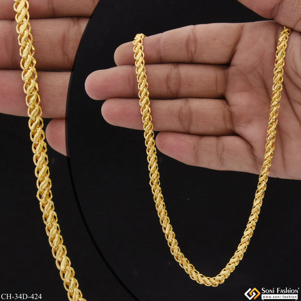 1 Gram Gold Plated Small Kohli Glittering Design Chain for Men - Style D424