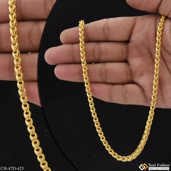 1 Gram Gold Plated Small Artisanal Design Kohli Chain for Men - Style D425