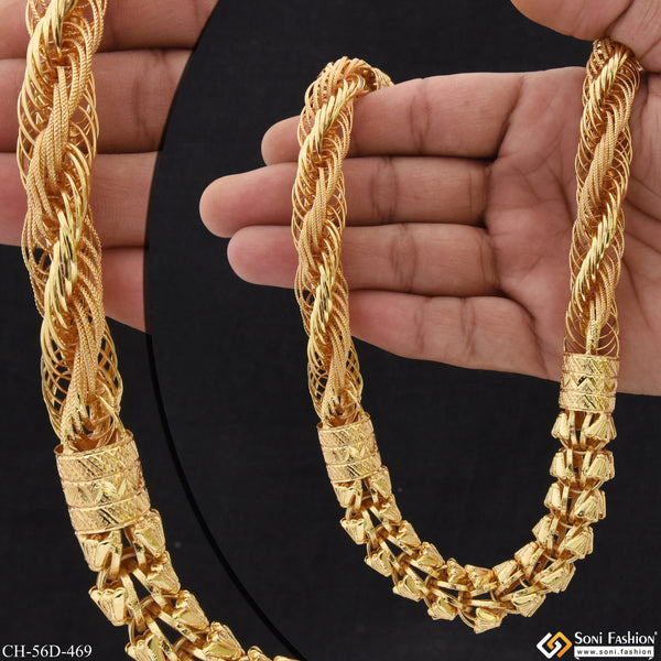 2 In 1 Awesome Design Gold Plated Rajwadi Chain for Men - Style D469