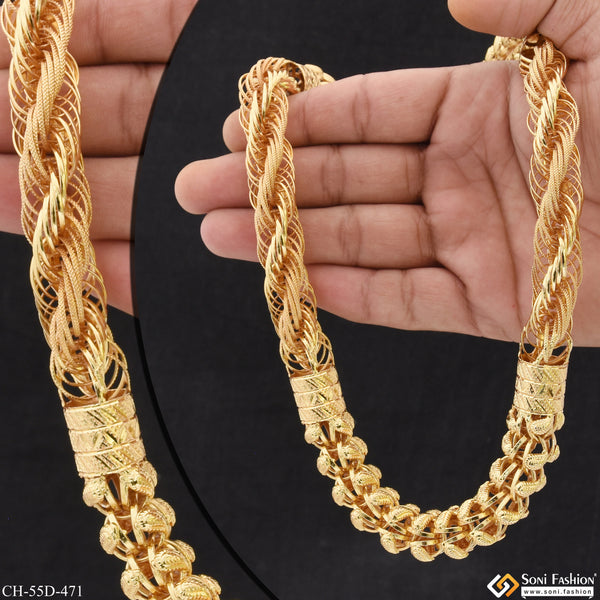 2 In 1 Artisanal Design Gold Plated Rajwadi Chain for Men - Style D471