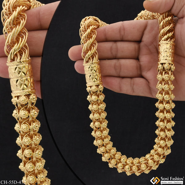 2 In 1 Sophisticated Design Gold Plated Rajwadi Chain for Men - Style D472