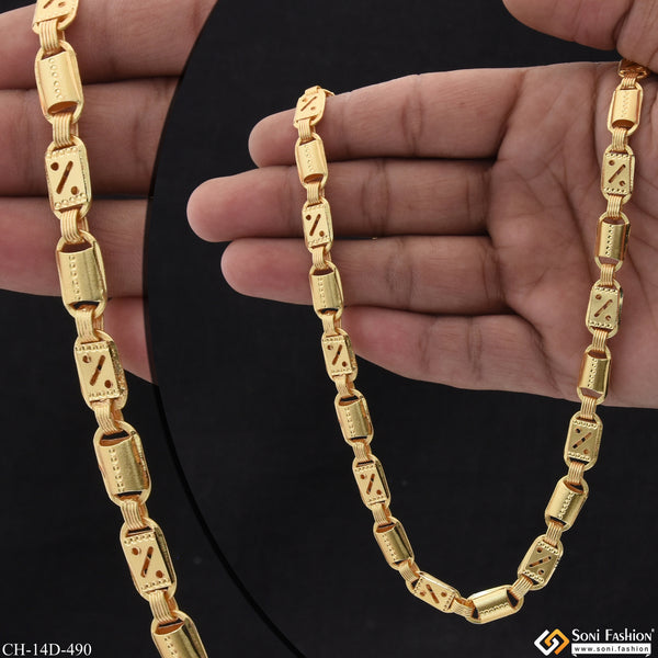 2 In 1 Awesome Design Gold Plated Nawabi Chain for Men - Style D490