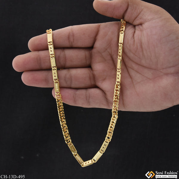 Linked  Fabulous Design Gold Plated Nawabi Chain for Men - Style D495