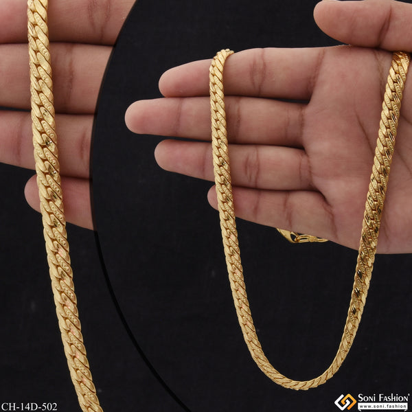 Attractive Design Gold Plated Herringbone Chain for Men - Style D502