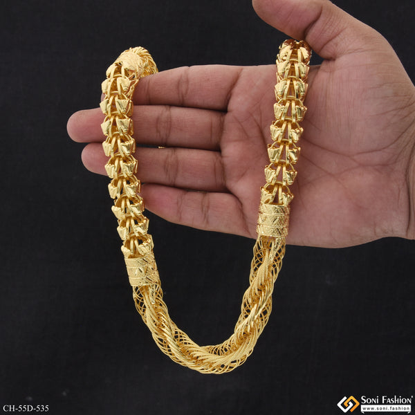 2 In 1 Excellent Design Gold Plated Rajwadi Chain for Men - Style D535