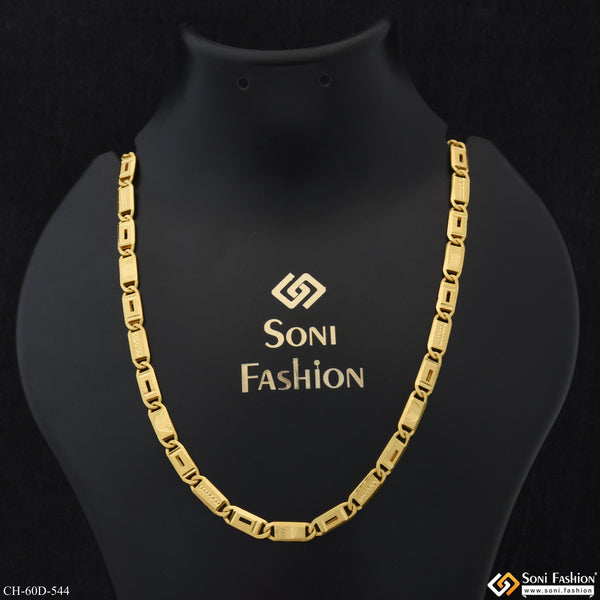 1 Gram Gold Plated Streamlined Design Nawabi Chain for Men - Style D544