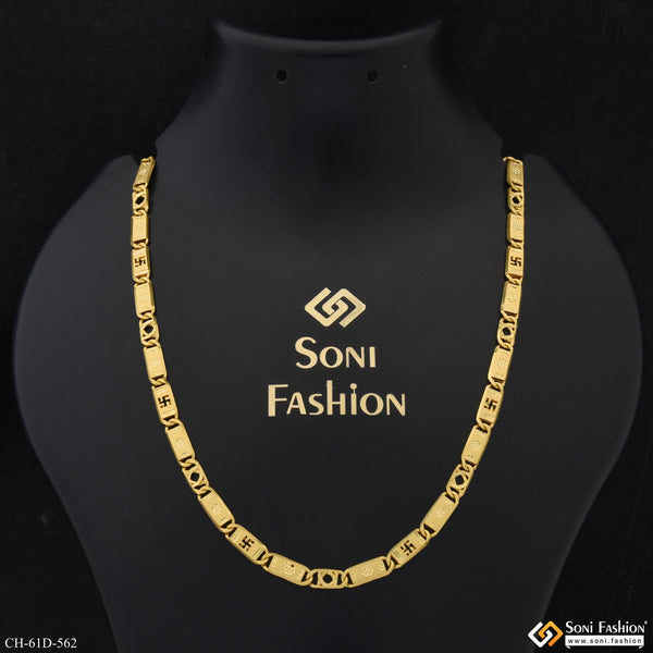 1 Gram Gold Plated Swastika Design Nawabi Chain For Men - Style D562