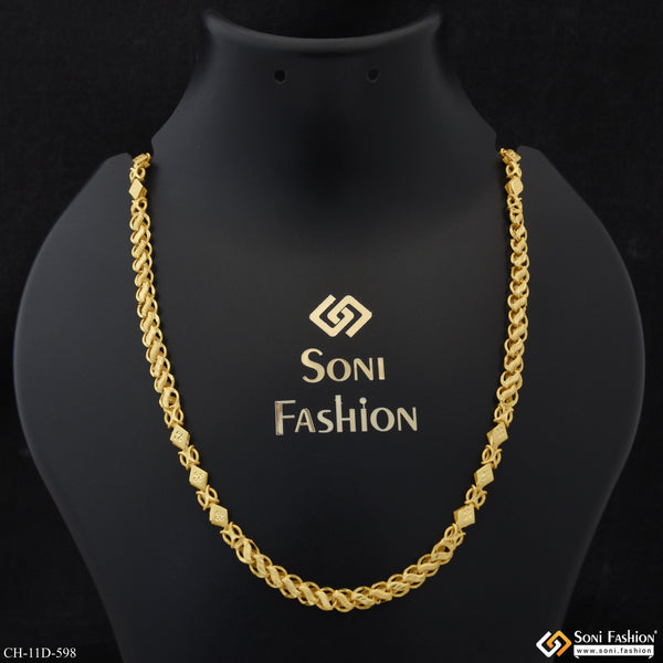 2 In 1 Glamorous Design Gold Plated Kohli Chain for Men - Style D598