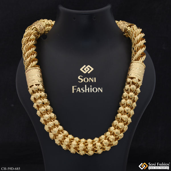 2 In 1 Excellent Design Gold Plated Rajwadi Chain for Men - Style D685