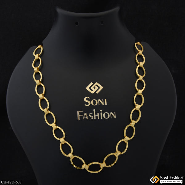 Delicate Design Gold Plated Oval Link Chain for Men - Style D608