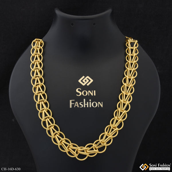 Ring Into Ring Fabulous Design Gold Plated Chain for Men - Style D630