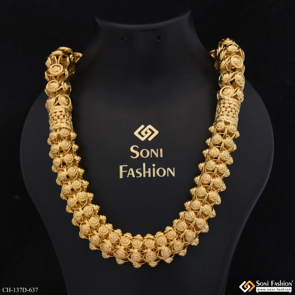 1 Gram Gold Plated Gorgeous Design Rajwadi Chain for Men - Style D637