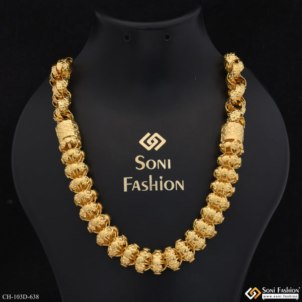 1 Gram Gold Plated Prominent Design Rajwadi Chain for Men - Style D638