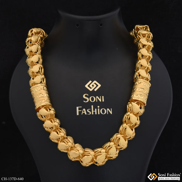 1 Gram Gold Plated Artisanal Design Rajwadi Chain for Men - Style D640