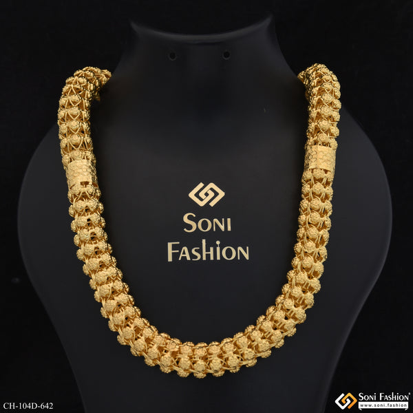 1 Gram Gold Plated Artisanal Design Rajwadi Chain for Men - Style D642