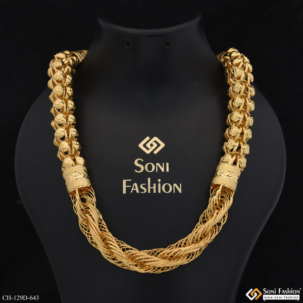 1 Gram Gold Plated 2 In 1 Latest Design Rajwadi Chain for Men - Style D643