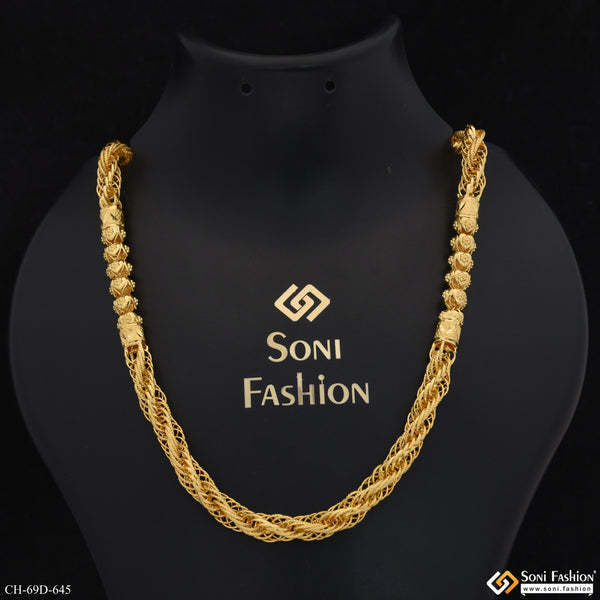 1 Gram Gold Plated 2 In 1 Rassa Chain For Men - Style D645