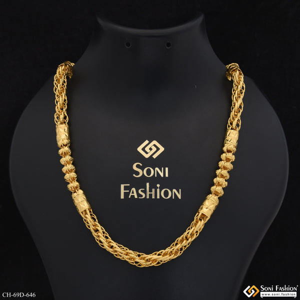 1 Gram Gold Plated 2 In 1 Best Quality Rassa Chain for Men - Style D646