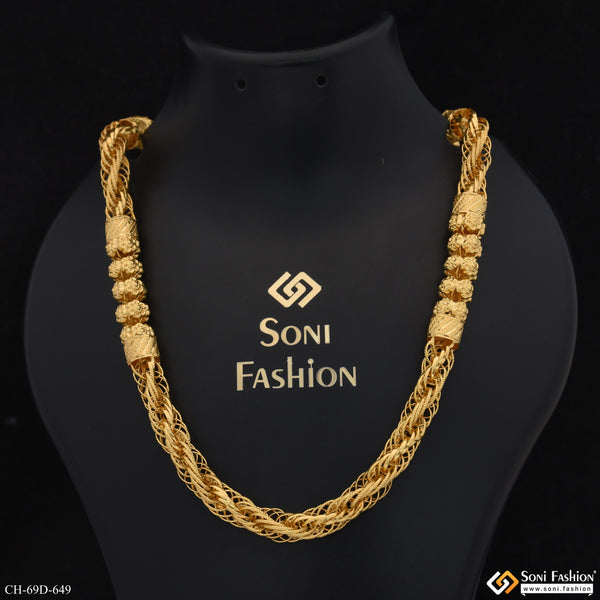 1 Gram Gold Plated 2 In 1 Best Quality Rassa Chain for Men - Style D649