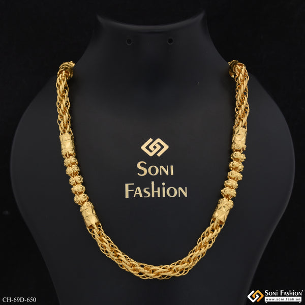 1 Gram Gold Plated 2 In 1 Gorgeous Design Rassa Chain for Men - Style D650