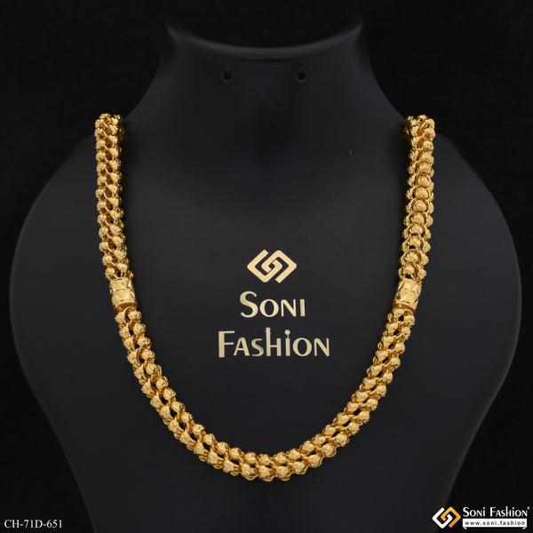 1 Gram Gold Plated Glamorous Design Rajwadi Chain for Men - Style D651