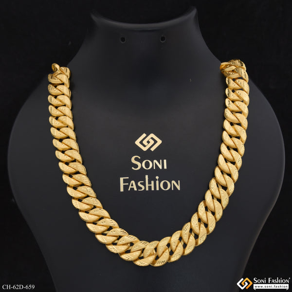 1 Gram Gold Plated Latest Design Pokal Chain for Men - Style D659