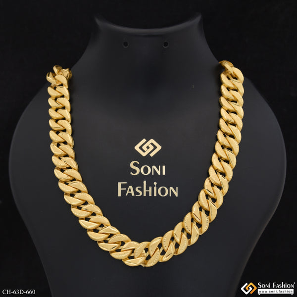 1 Gram Gold Plated Glittering Design Pokal Chain for Men - Style D660