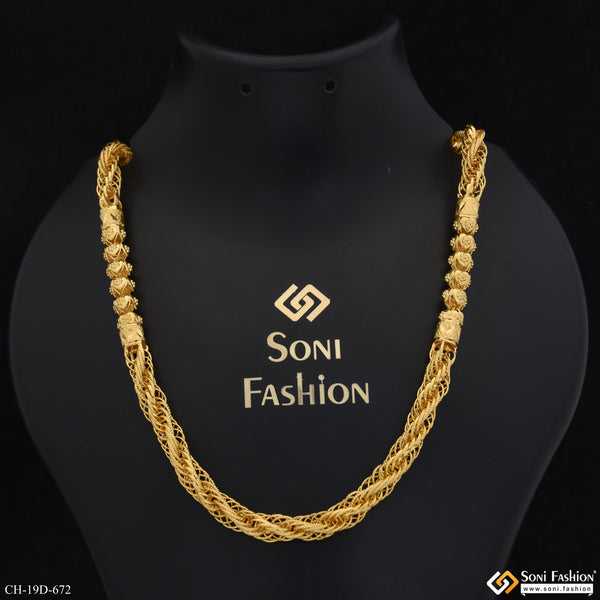 2 In 1 Antique Design Gold Plated Rassa Chain for Men - Style D672