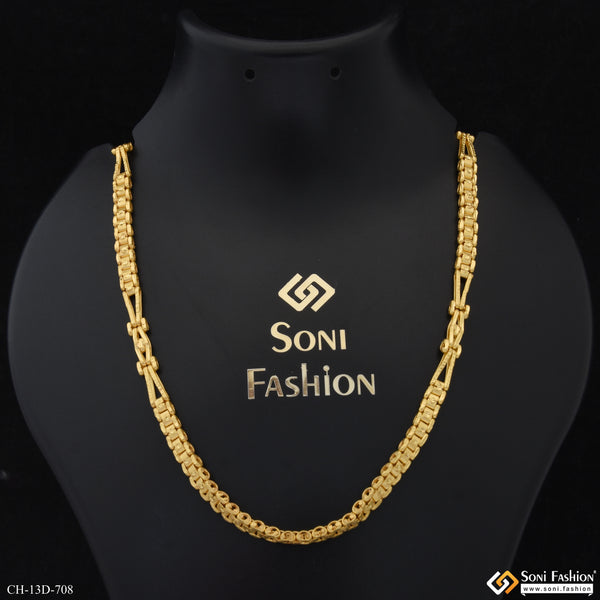 Sophisticated Design Gold Plated Box Chain for Men - Style D708