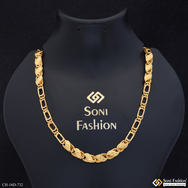 2 In 1 Funky Design Gold Plated Kohli Chain for Men - Style D732