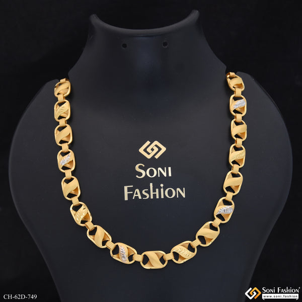 1 Gram Gold Plated Artisanal Design Kohli Chain for Men - Style D749