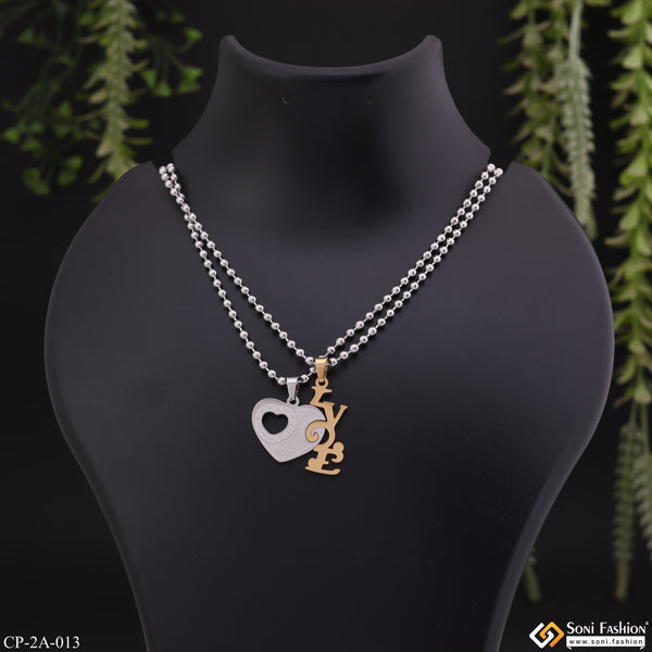 Love Letter with Heart Locket for His and Hers Lover Couple Chain with Pendant - Style A015