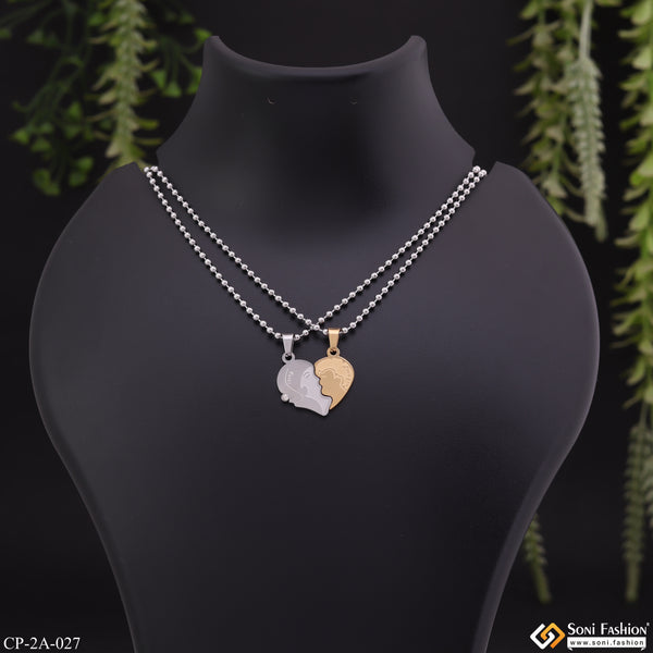 Boy and Girl Heart Locket Couple Chain with Pendant for Valentine's Day Gift - Style A027