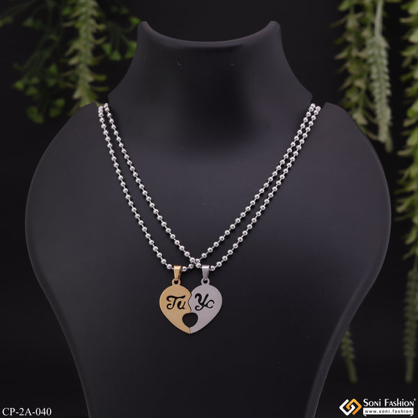 His and Her Love Couple Chain with Pendant for Valentine's Day Gift Pendant Set - Style A040