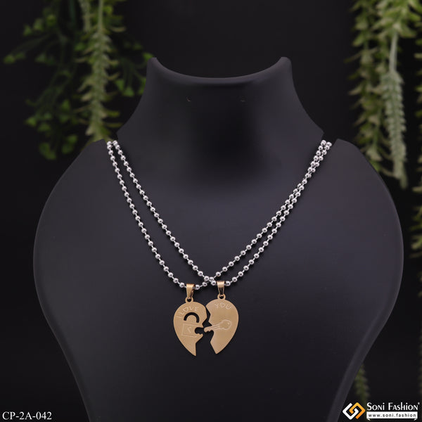 Lock n Key Boy and Girl Locket Couple Chain with Pendant for Valentine's Day Gift - Style A042