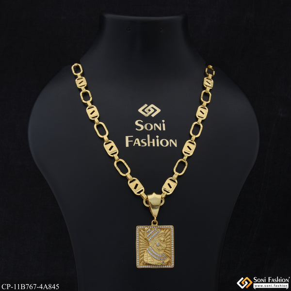 Shivaji Maharaj Delicate Design Gold Plated Chain with Pendant for Men (CP-B767-A845)