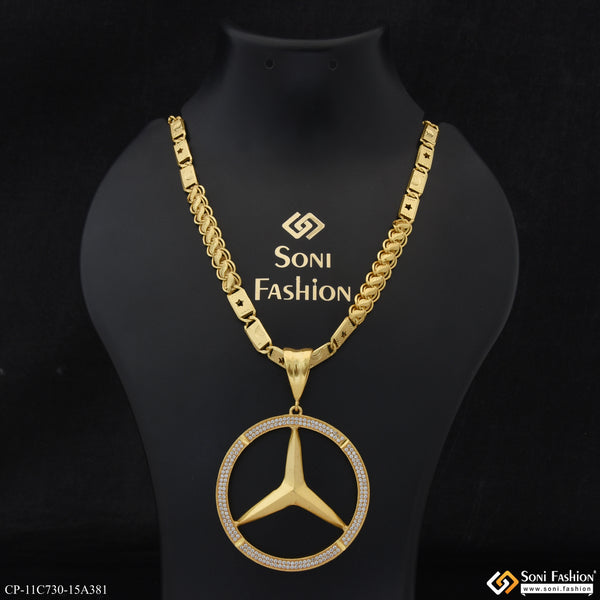 Triangle Best Quality Gold Plated Pendant With Chain for Men (CP-C730-A381)