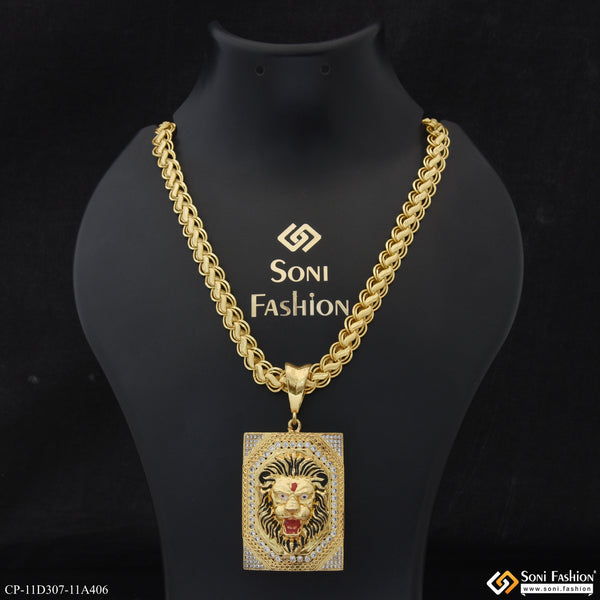 Lion Fabulous Design Gold Plated Pendant With Chain for Men (CP-D307-A406)