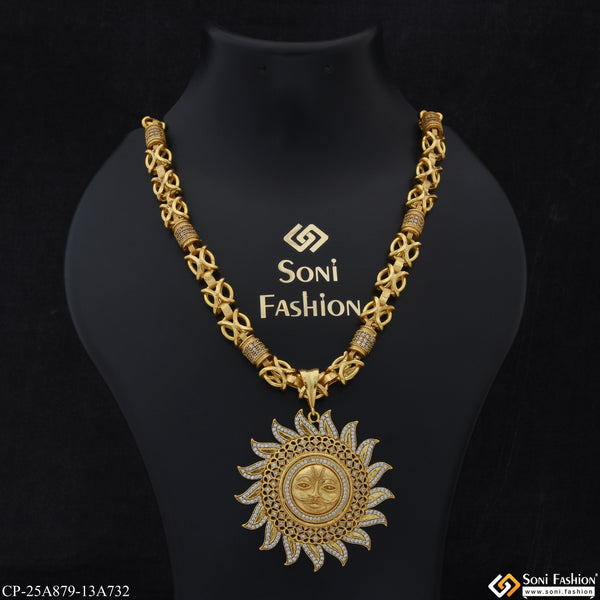 Sun Traditional Design Gold Plated Chain with Pendant for Men (CP-A879-A732)